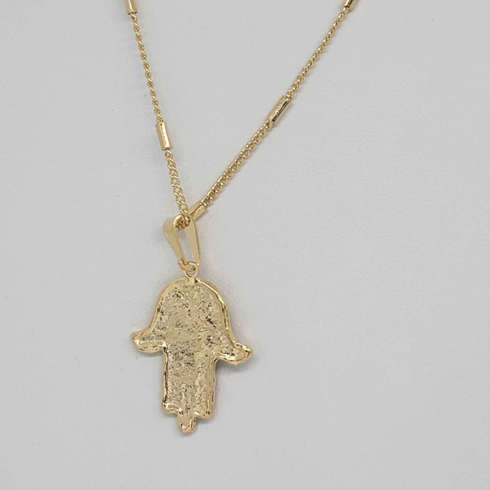 Brand New Brazilian 18k Gold Filled Hamsa with blue evil eye Necklace - Picture 6 of 6